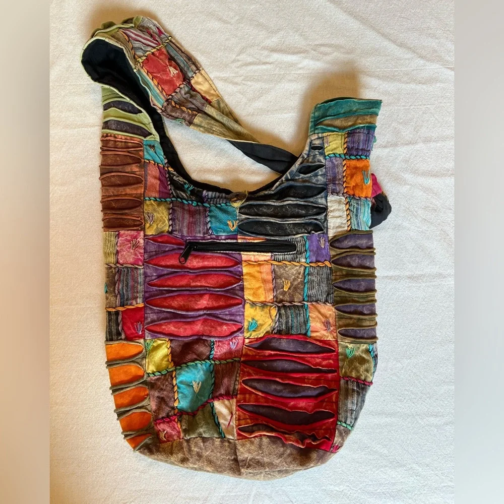 Boho Patchwork Hobo Bag Hippie Festival Crossbody Purse